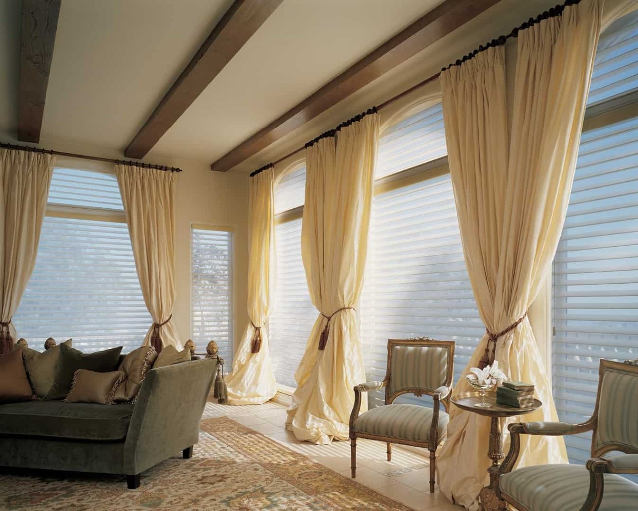 Silhouette® Sheer Shades in a large living room
